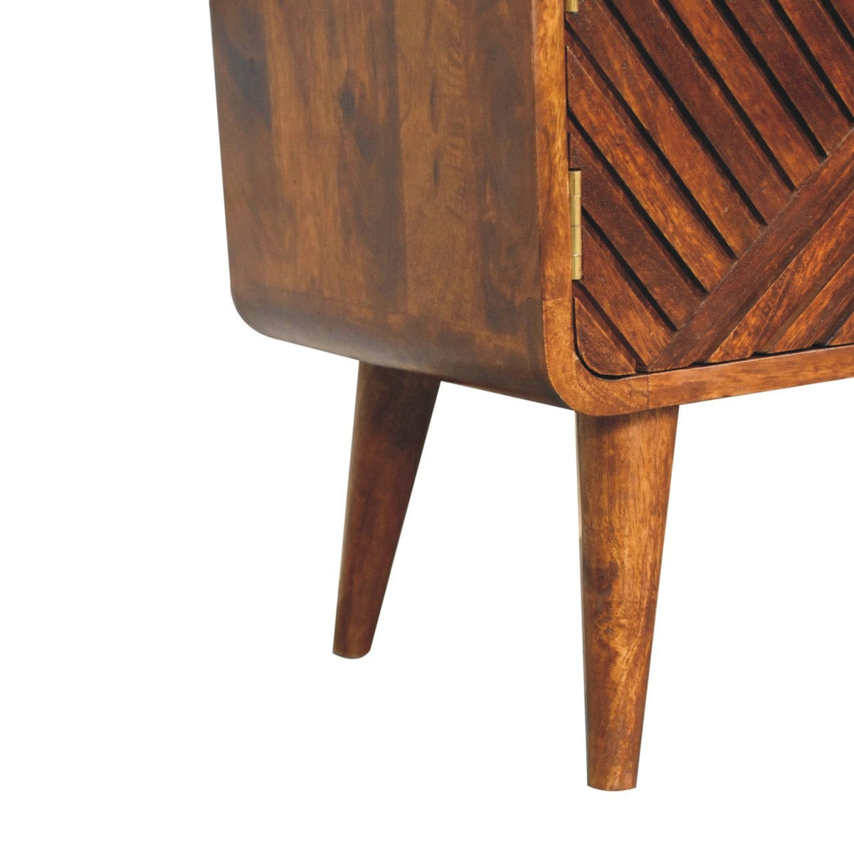 Carved Boucle Chestnut Entryway Bench - Solid Mango Wood Seating Furniture for Entryway - product view 7 showing...