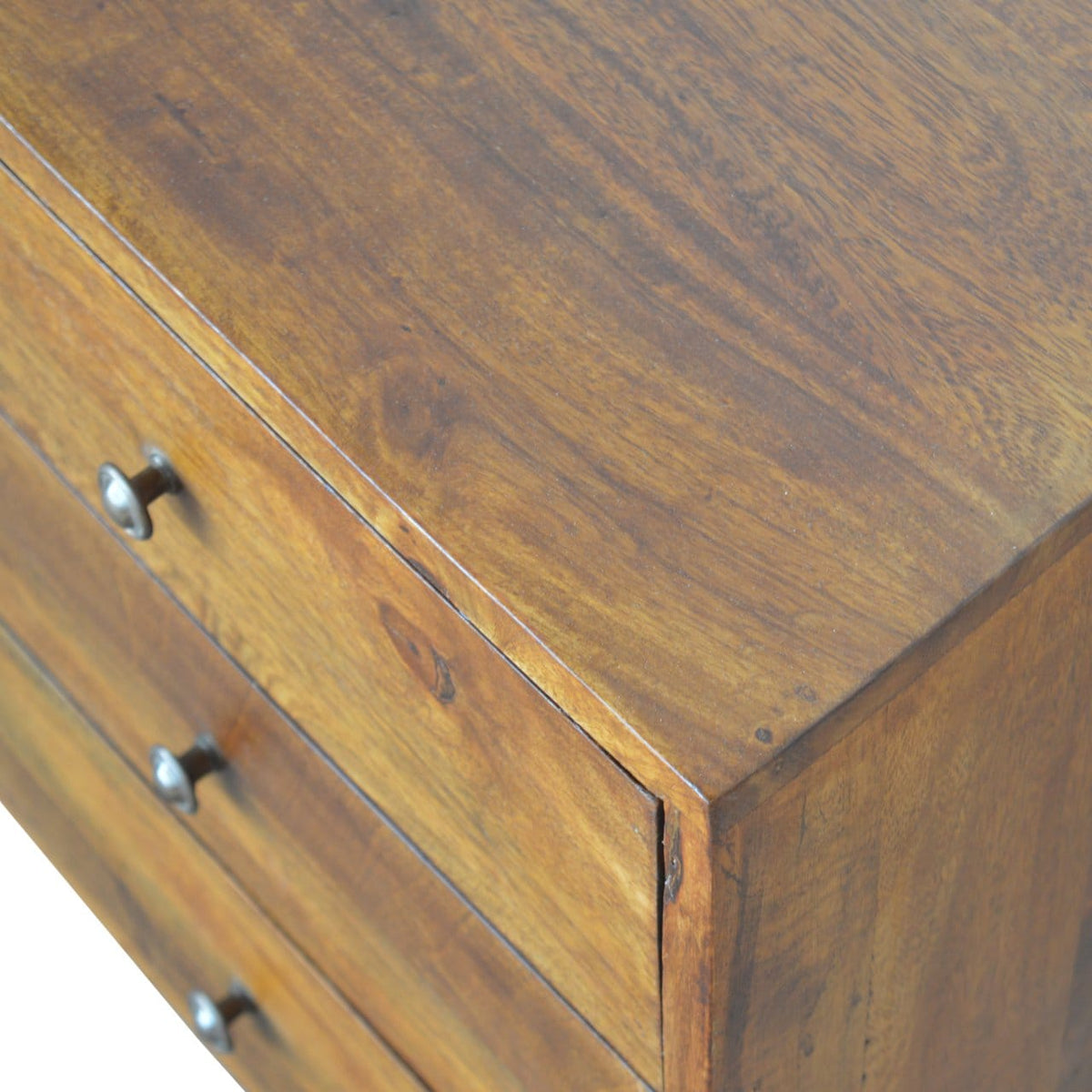 Carved Chestnut Sideboard - Solid Mango Wood Buffet Cabinet for Dining Room - product view 5 showing handcrafted solid...