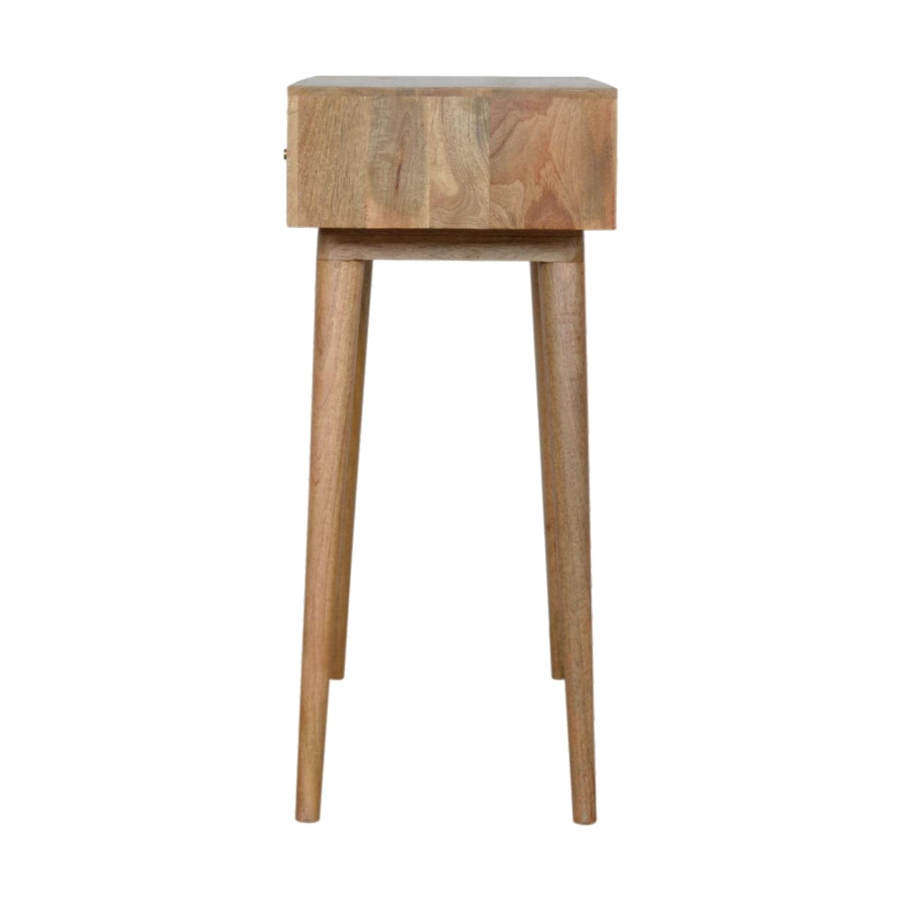 Carved Daisy Console Table - Solid Mango Wood Hallway Console for Entryway - product view 7 showing handcrafted solid...