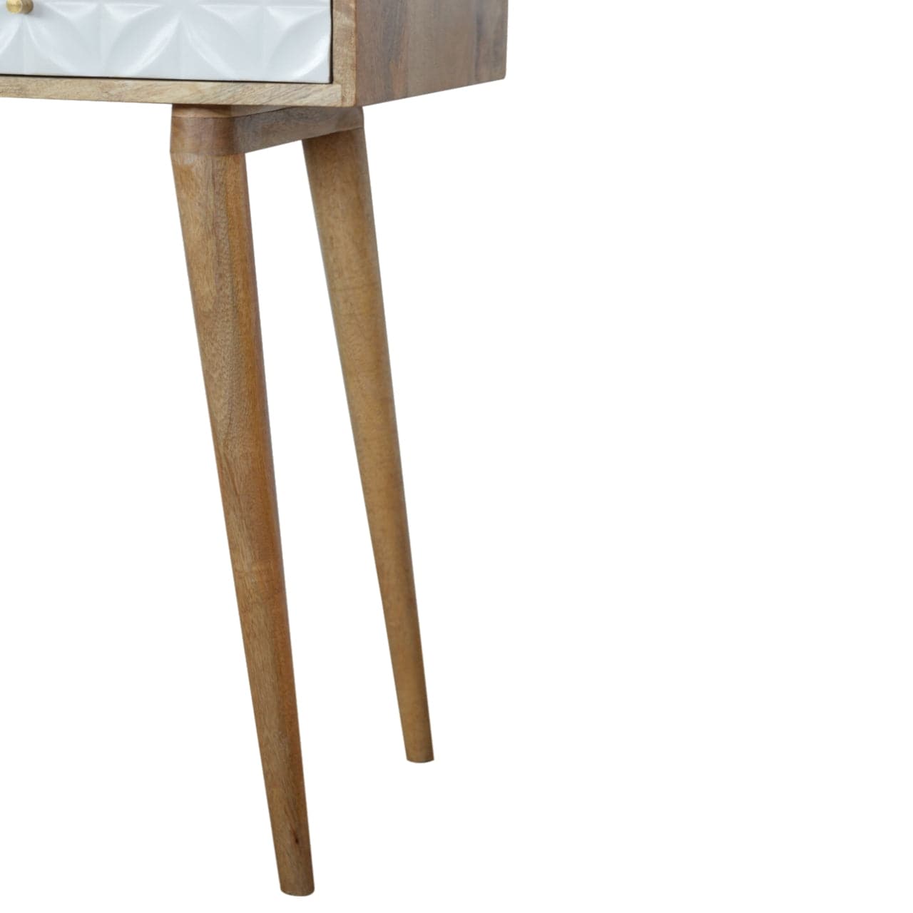 Carved Daisy Console Table - Solid Mango Wood Hallway Console for Entryway - product view 5 showing handcrafted solid...