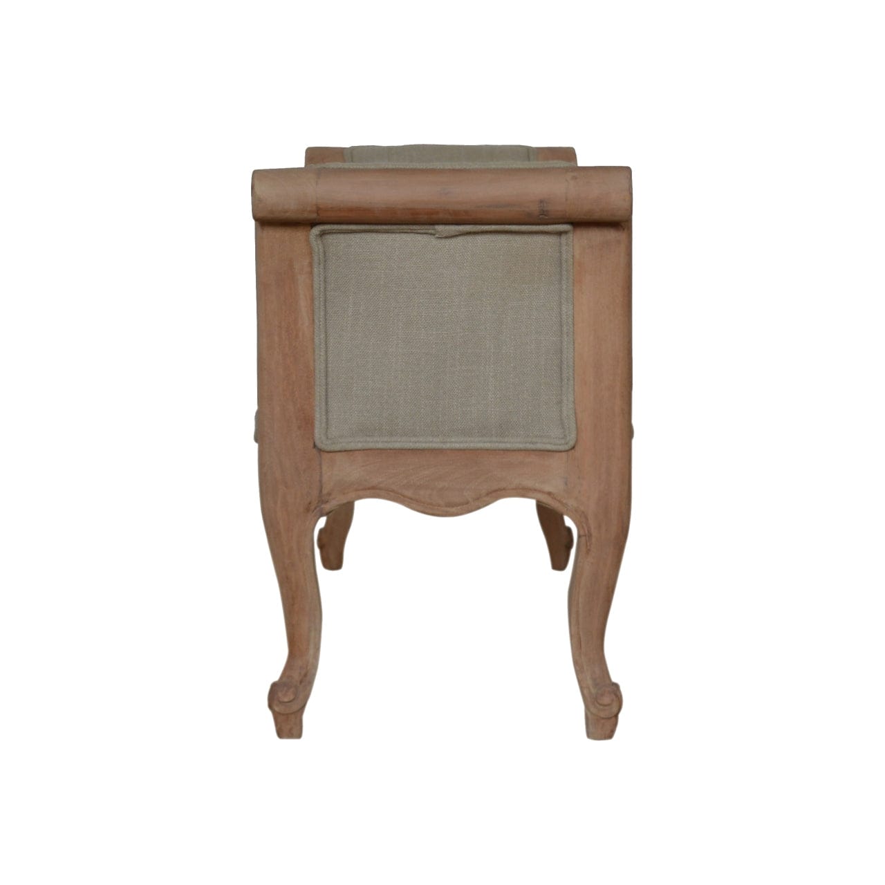 Carved French Style Mud Linen Bench - Solid Mango Wood Seating Furniture for Entryway - product view 8 showing...