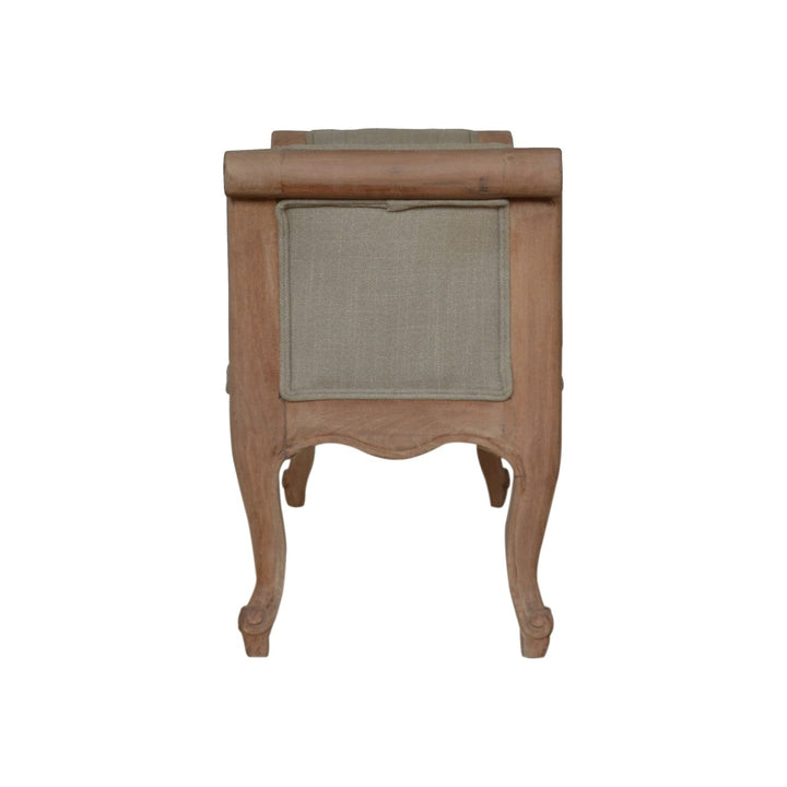 Carved French Style Mud Linen Bench - Solid Mango Wood Seating Furniture for Entryway - product view 8 showing...