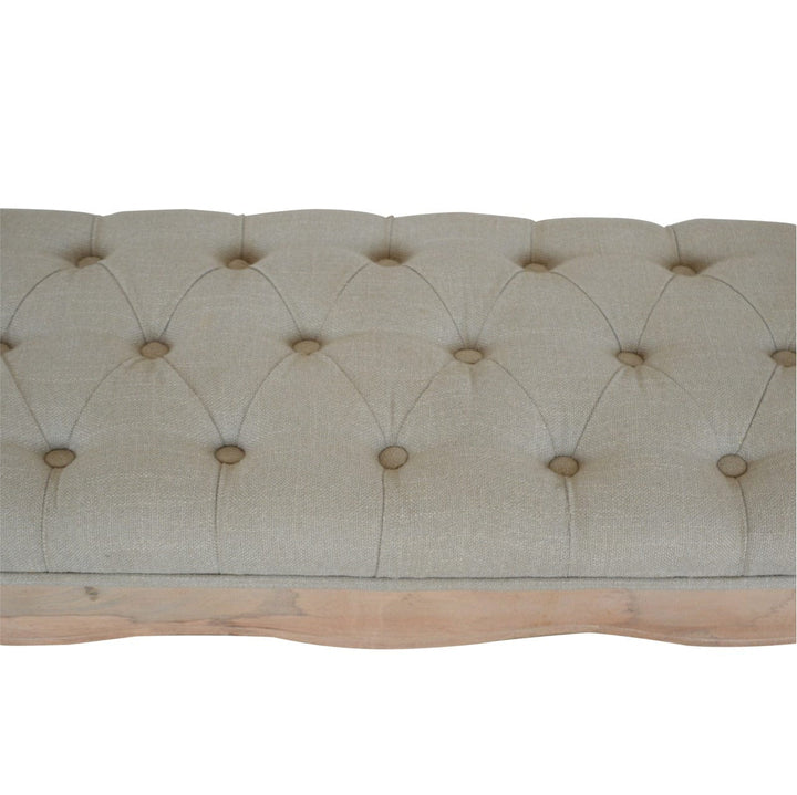 Carved French Style Mud Linen Bench - Solid Mango Wood Seating Furniture for Entryway - product view 7 showing...