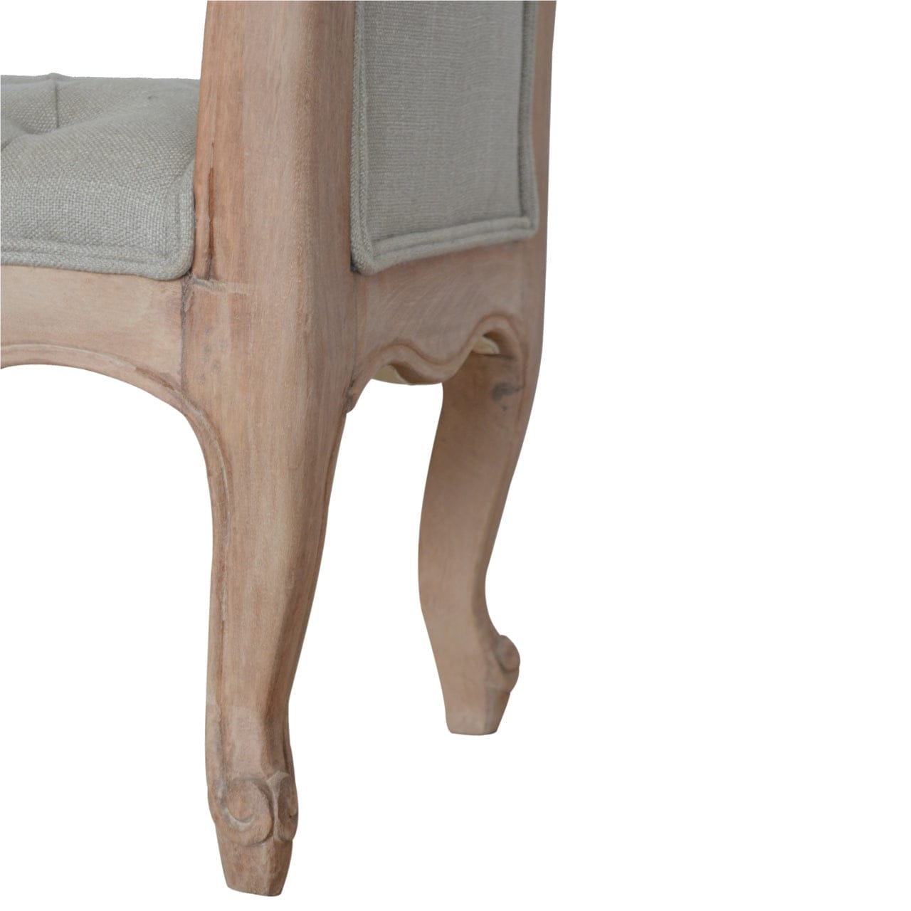 Carved French Style Mud Linen Bench - Solid Mango Wood Seating Furniture for Entryway - product view 6 showing...