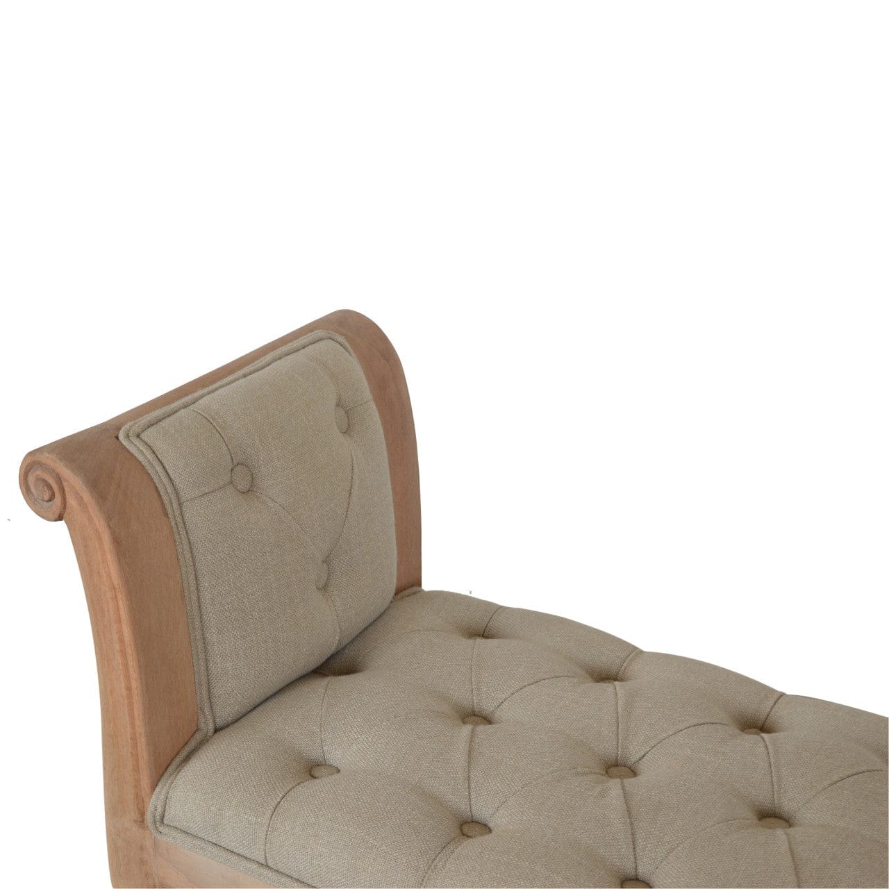 Carved French Style Mud Linen Bench - Solid Mango Wood Seating Furniture for Entryway - product view 3 showing...