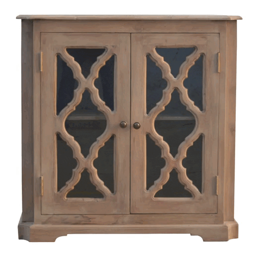 Carved Glazed Sidebaord in Solid Mango Wood - product view 8 showing handcrafted solid mango wood furniture