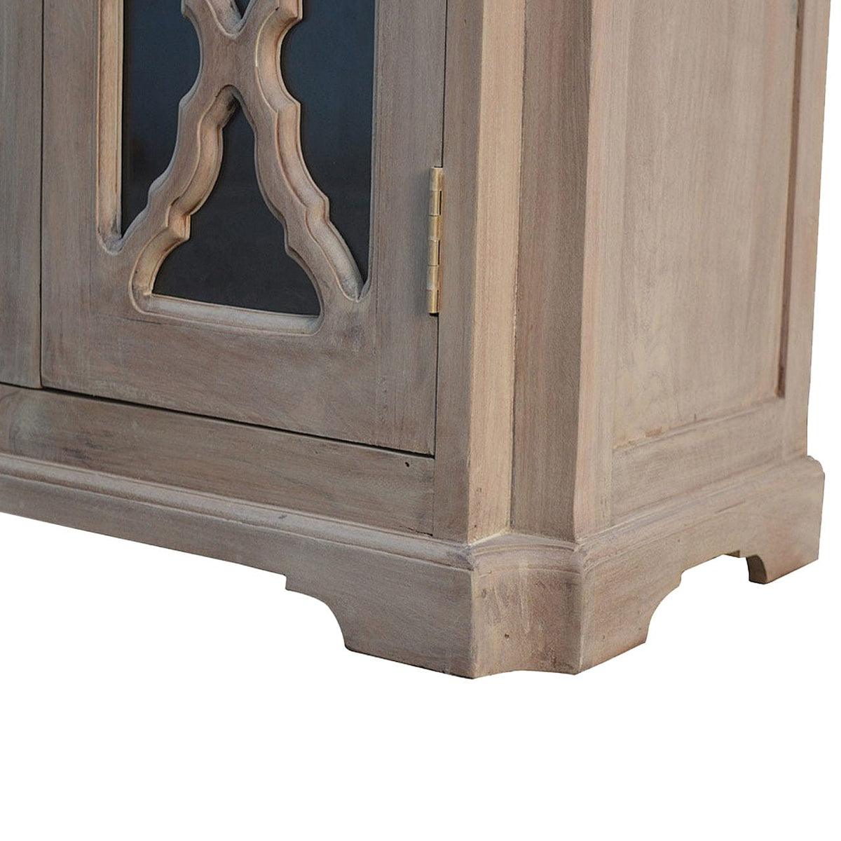 Carved Glazed Sidebaord in Solid Mango Wood - product view 5 showing handcrafted solid mango wood furniture