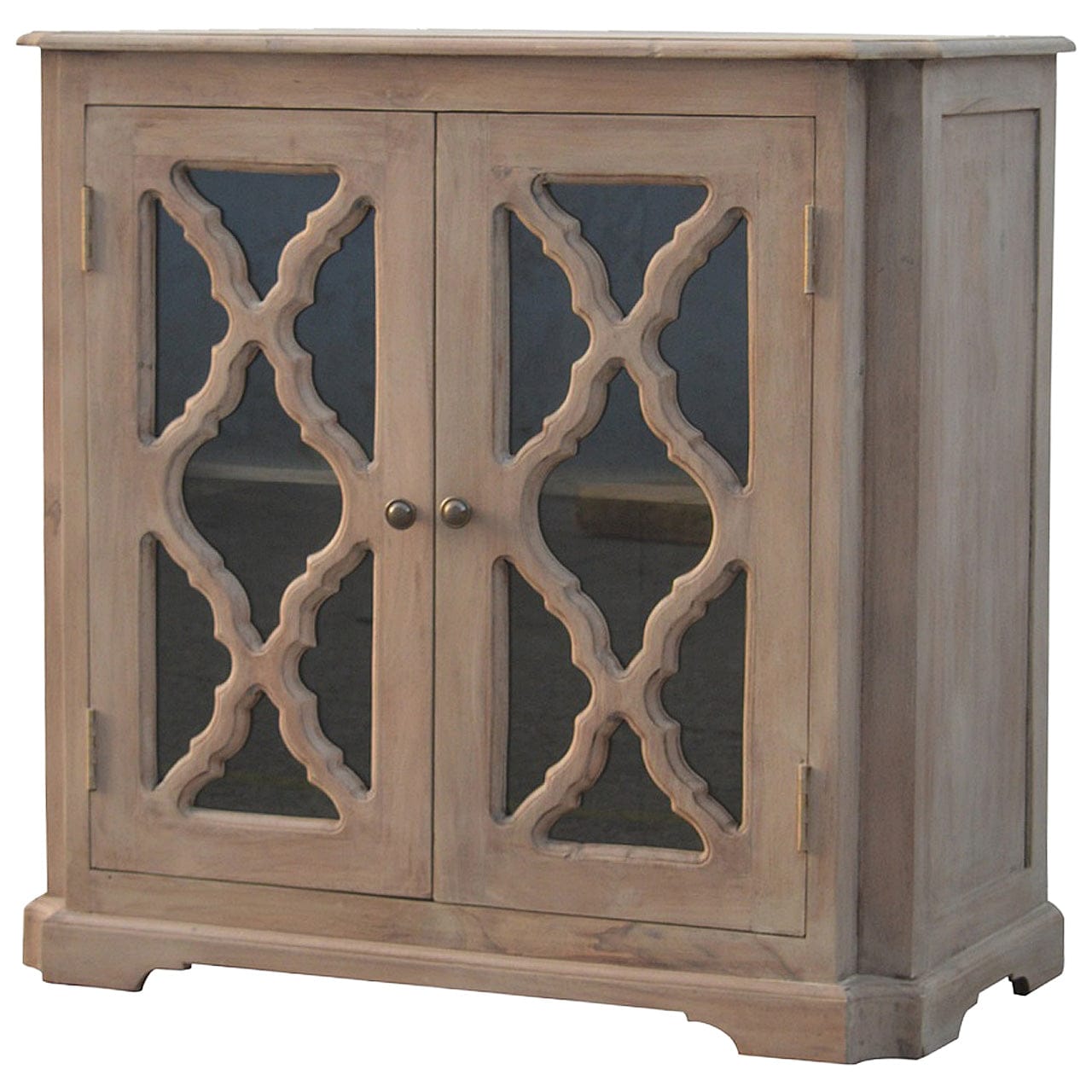 Carved Glazed Sidebaord in Solid Mango Wood - product view 2 showing handcrafted solid mango wood furniture