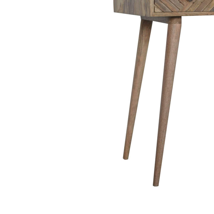 Carved Line Foldable Dressing Table - Solid Mango Wood Vanity Table for Bedroom - product view 8 showing handcrafted...