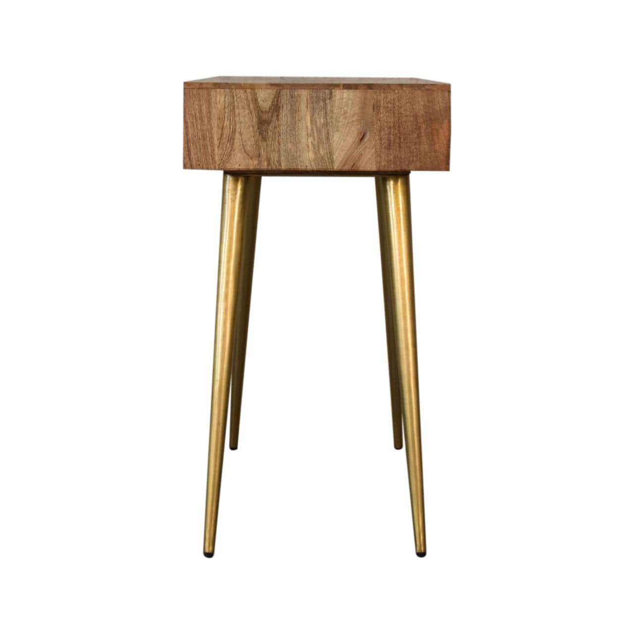 Cement Brass Cable Writing Desk - Solid Mango Wood Writing Table for Home Office - product view 7 showing handcrafted...