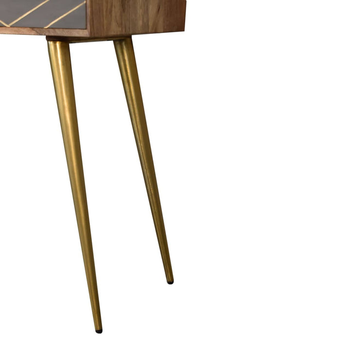 Cement Brass Cable Writing Desk - Solid Mango Wood Writing Table for Home Office - product view 6 showing handcrafted...