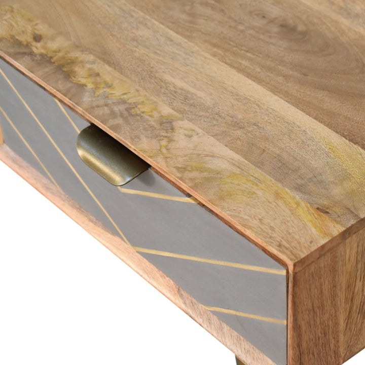 Cement Brass Cable Writing Desk - Solid Mango Wood Writing Table for Home Office - product view 4 showing handcrafted...