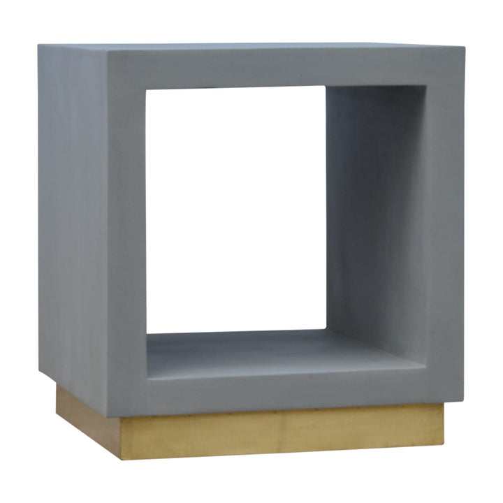 Cement Cube Nightstand - Solid Mango Wood Bedside Table for Bedroom - product view 5 showing handcrafted solid mango wood...