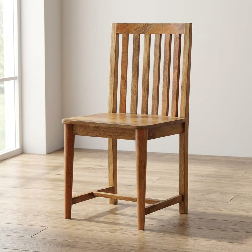 Ariella Solid Mango Wood Dining Chair - Handcrafted Wooden Kitchen Chair - main view showing handcrafted solid mango wood...
