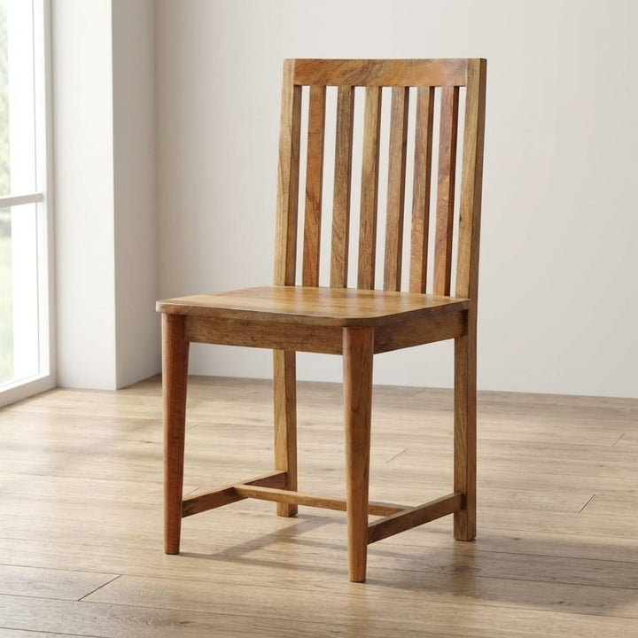 Ariella Solid Mango Wood Dining Chair - Handcrafted Wooden Kitchen Chair - main view showing handcrafted solid mango wood...