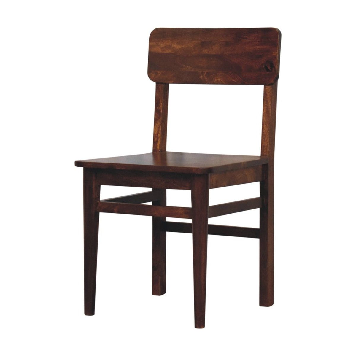 Classic Chestnut Dining Chair - Solid Mango Wood Chair for Dining Room - product view 4 showing handcrafted solid mango...