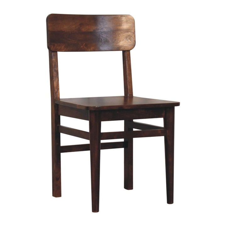 Classic Chestnut Dining Chair - Solid Mango Wood Chair for Dining Room - product view 3 showing handcrafted solid mango...