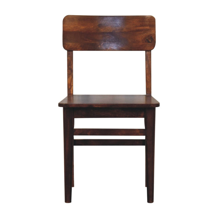Classic Chestnut Dining Chair - Solid Mango Wood Chair for Dining Room - product view 2 showing handcrafted solid mango...