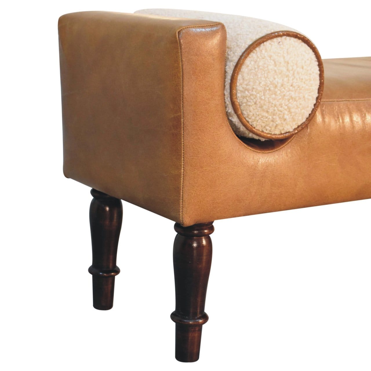 Chester Buffalo Bench - Solid Mango Wood Seating Furniture for Entryway - product view 6 showing handcrafted solid mango...