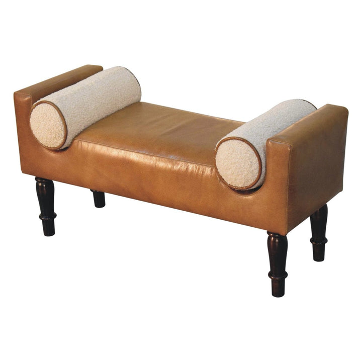 Chester Buffalo Bench - Solid Mango Wood Seating Furniture for Entryway - product view 5 showing handcrafted solid mango...