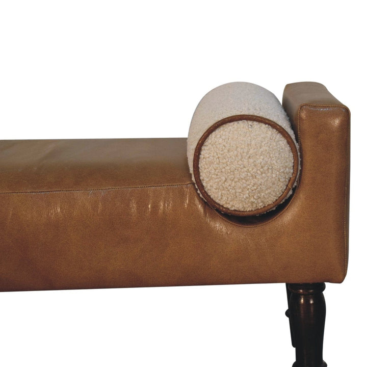 Chester Buffalo Bench - Solid Mango Wood Seating Furniture for Entryway - product view 4 showing handcrafted solid mango...