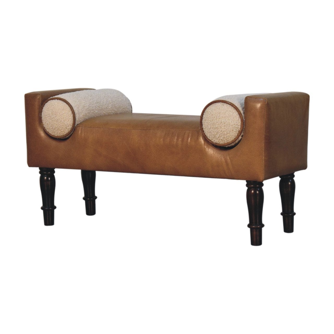 Chester Buffalo Bench - Solid Mango Wood Seating Furniture for Entryway - product view 3 showing handcrafted solid mango...