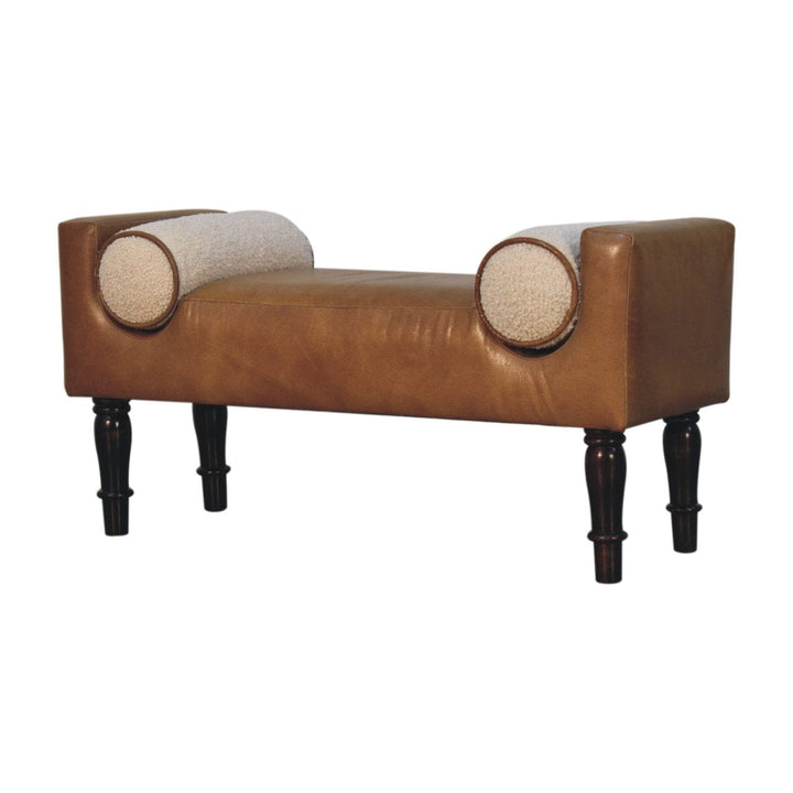 Chester Buffalo Bench - Solid Mango Wood Seating Furniture for Entryway - product view 3 showing handcrafted solid mango...