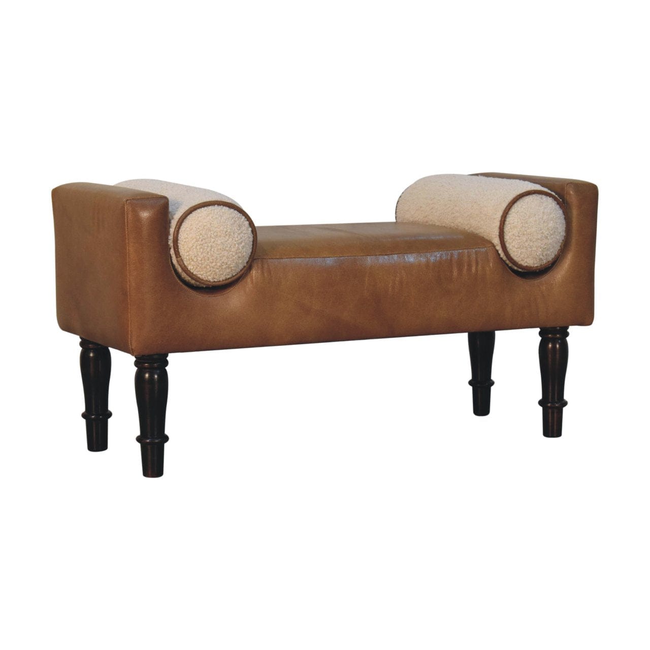 Chester Buffalo Bench - Solid Mango Wood Seating Furniture for Entryway - product view 2 showing handcrafted solid mango...