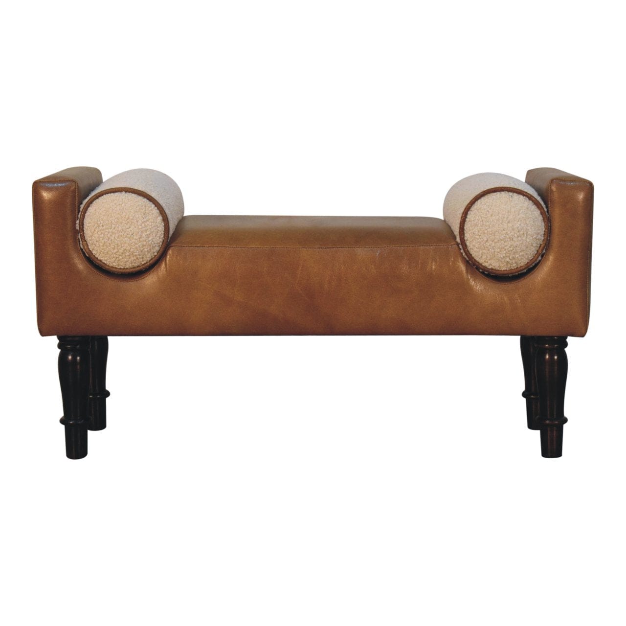 Chester Buffalo Bench - Solid Mango Wood Seating Furniture for Entryway - main view showing handcrafted solid mango wood...