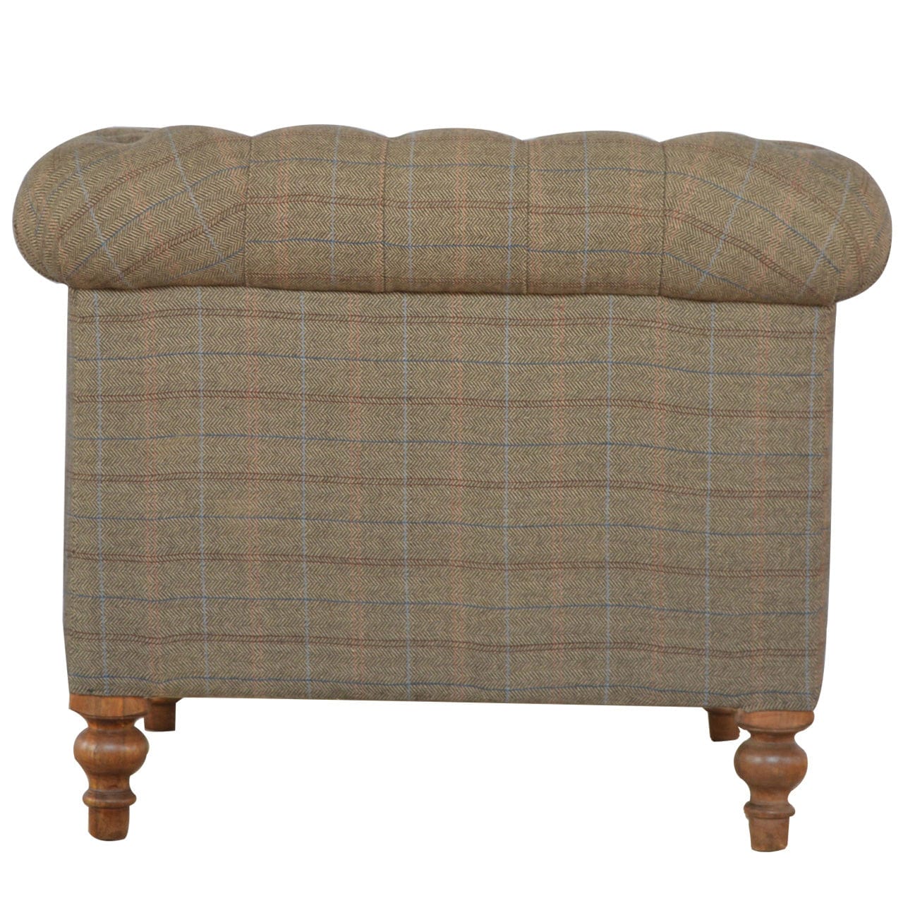 Chesterfield Multi Tweed Armchair - Solid Mango Wood Accent Chair for Living Room - product view 8 showing handcrafted...