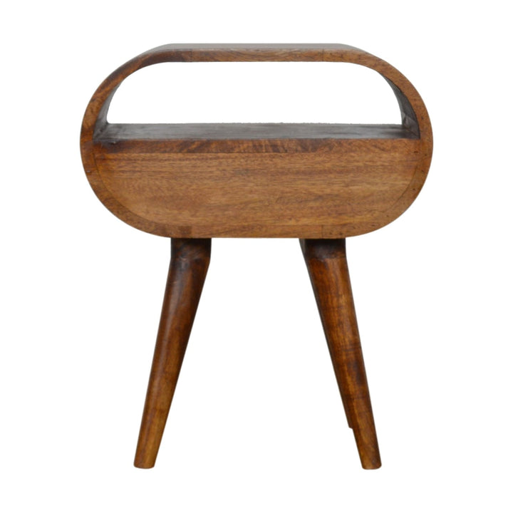 Chestnut 1 Drawer Nightstand - Solid Mango Wood Bedside Table for Bedroom - product view 9 showing handcrafted solid...
