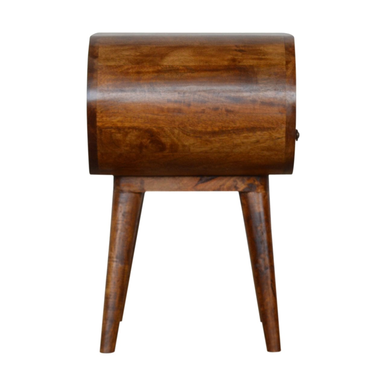 Chestnut 1 Drawer Nightstand - Solid Mango Wood Bedside Table for Bedroom - product view 8 showing handcrafted solid...