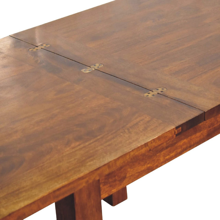 Chestnut Butterfly Dining Table - Solid Mango Wood Kitchen Table with butterfly extension detail and craftsmanship
