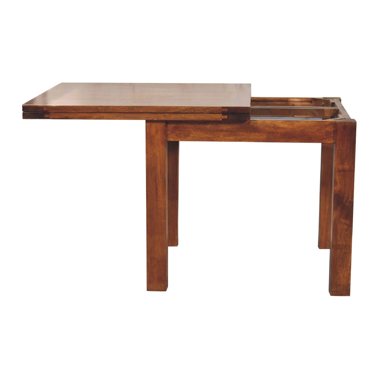 Chestnut Butterfly Dining Table - Solid Mango Wood Kitchen Table with butterfly extension feature.