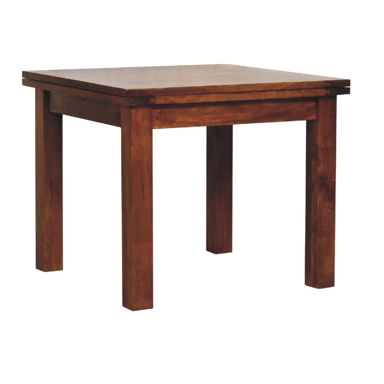 Chestnut Butterfly Dining Table - Solid Mango Wood Kitchen Table with a square top and sturdy legs.