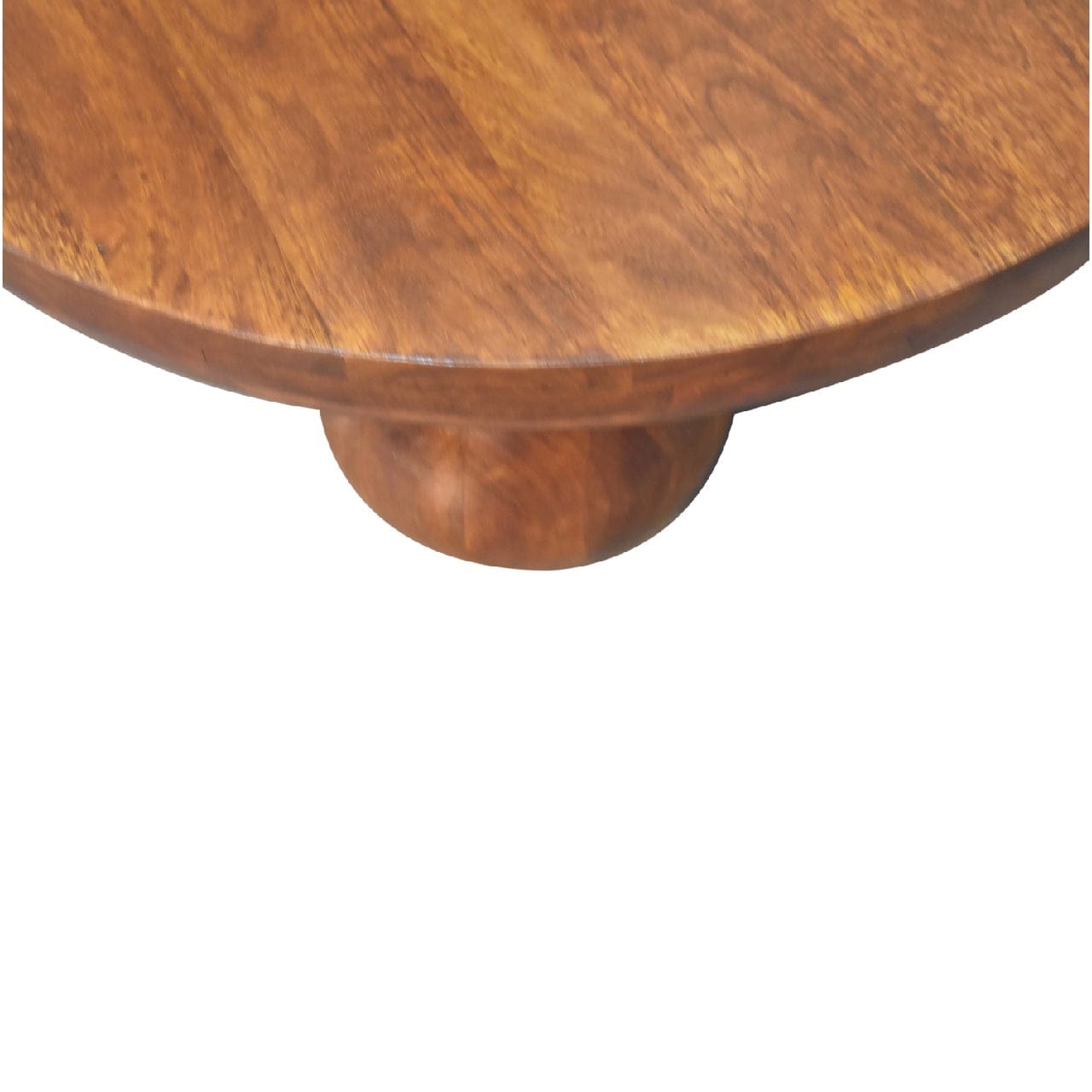 Chestnut Central Ball Coffee Table - Solid Mango Wood Center Table for Living Room - product view 7 showing handcrafted...