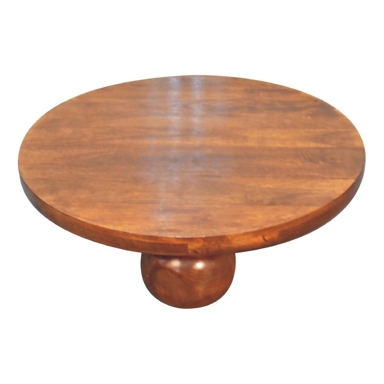 Chestnut Central Ball Coffee Table - Solid Mango Wood Center Table for Living Room - product view 5 showing handcrafted...