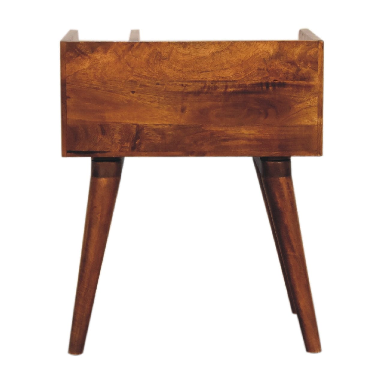Chestnut Collective Nightstand - Solid Mango Wood Bedside Table for Bedroom - product view 9 showing handcrafted solid...