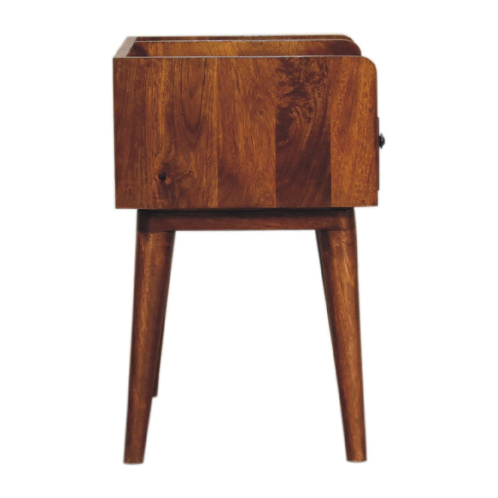 Chestnut Collective Nightstand - Solid Mango Wood Bedside Table for Bedroom - product view 8 showing handcrafted solid...
