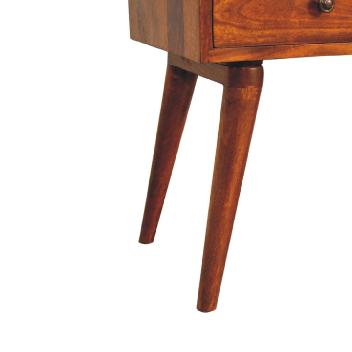 Chestnut Collective Nightstand - Solid Mango Wood Bedside Table for Bedroom - product view 7 showing handcrafted solid...