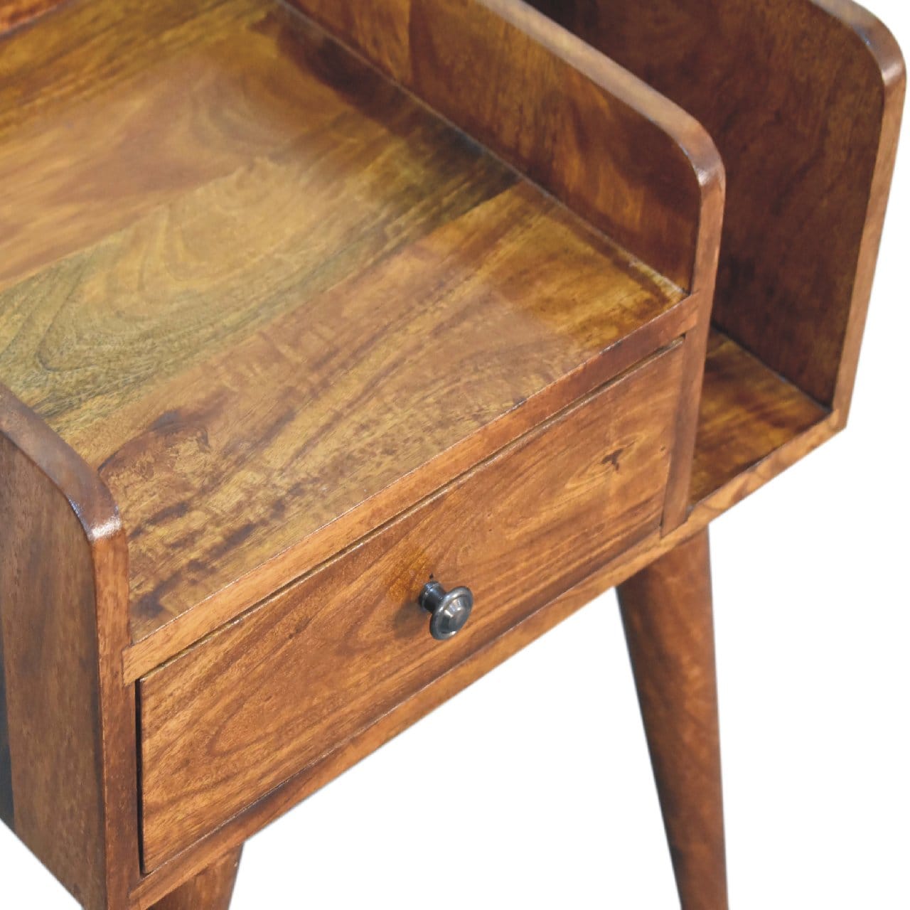 Chestnut Collective Nightstand - Solid Mango Wood Bedside Table for Bedroom - product view 5 showing handcrafted solid...
