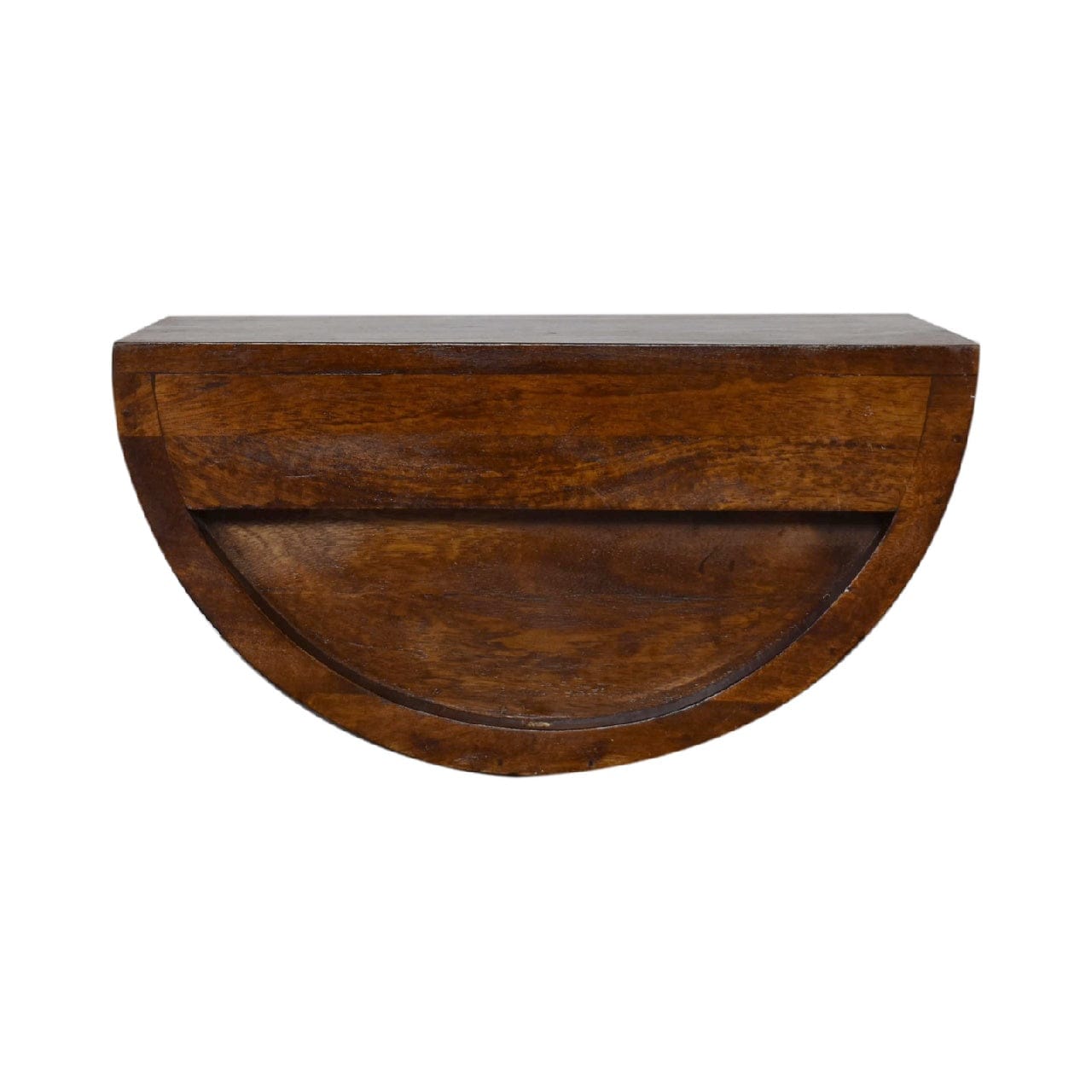 Chestnut Crescent Floating Nightstand - Solid Mango Wood Bedside Table for Bedroom - product view 9 showing handcrafted...