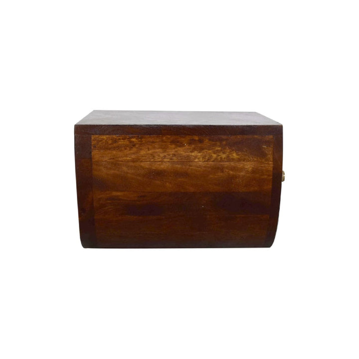 Chestnut Crescent Floating Nightstand - Solid Mango Wood Bedside Table for Bedroom - product view 8 showing handcrafted...