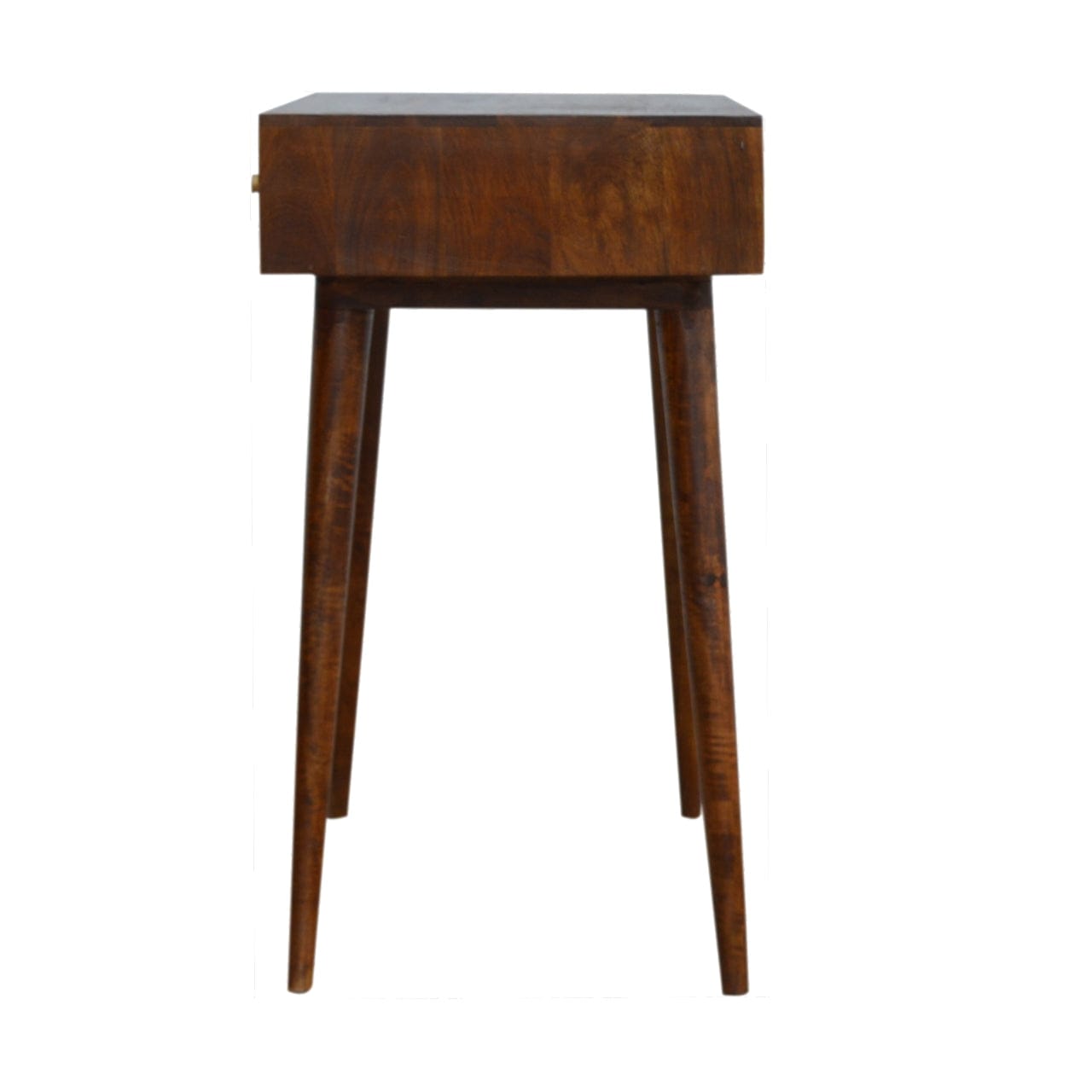 Chestnut Cube Carved Writing Desk - Solid Mango Wood Writing Table for Home Office - product view 7 showing handcrafted...