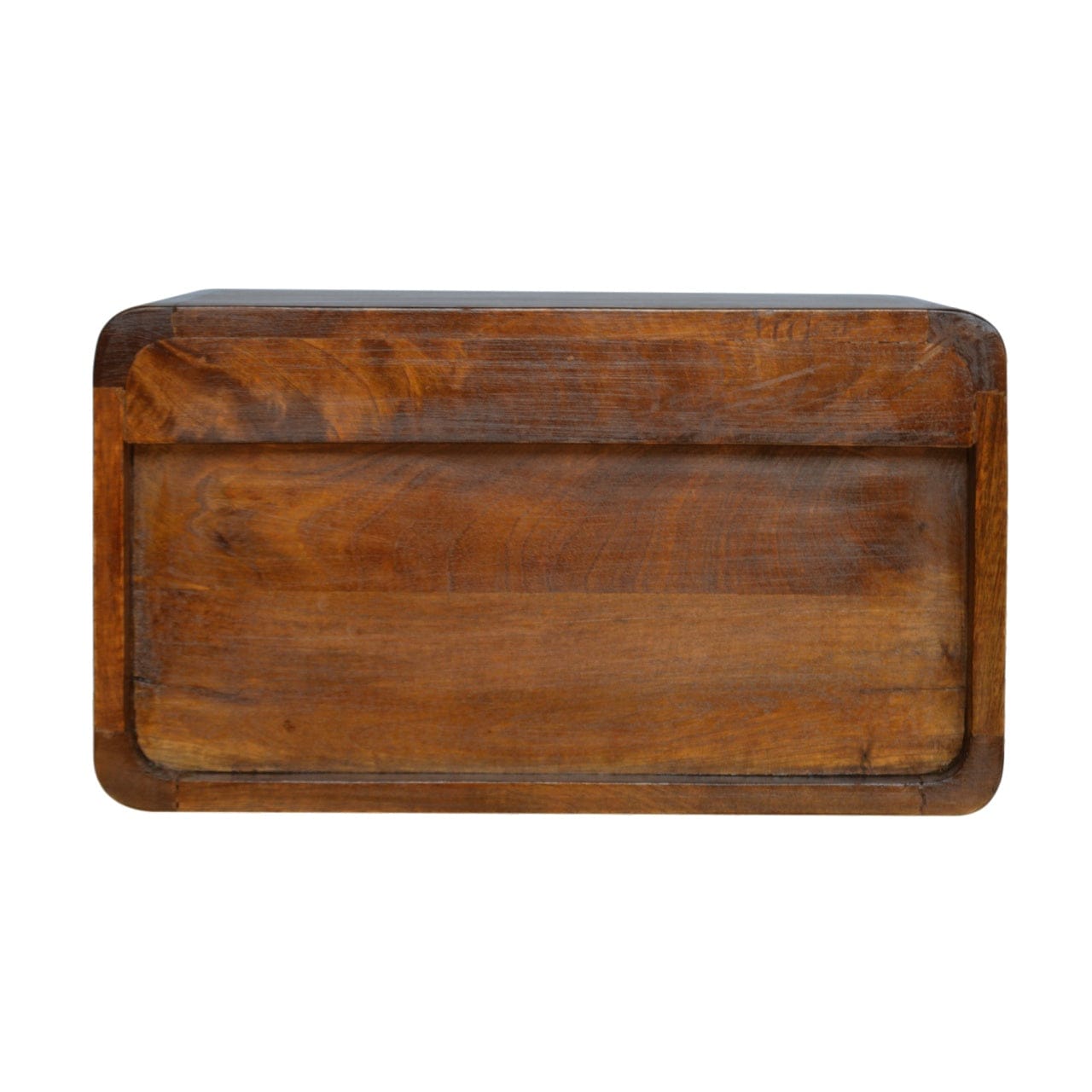 Chestnut Curve Floating Nightstand - Solid Mango Wood Bedside Table for Bedroom - product view 8 showing handcrafted...
