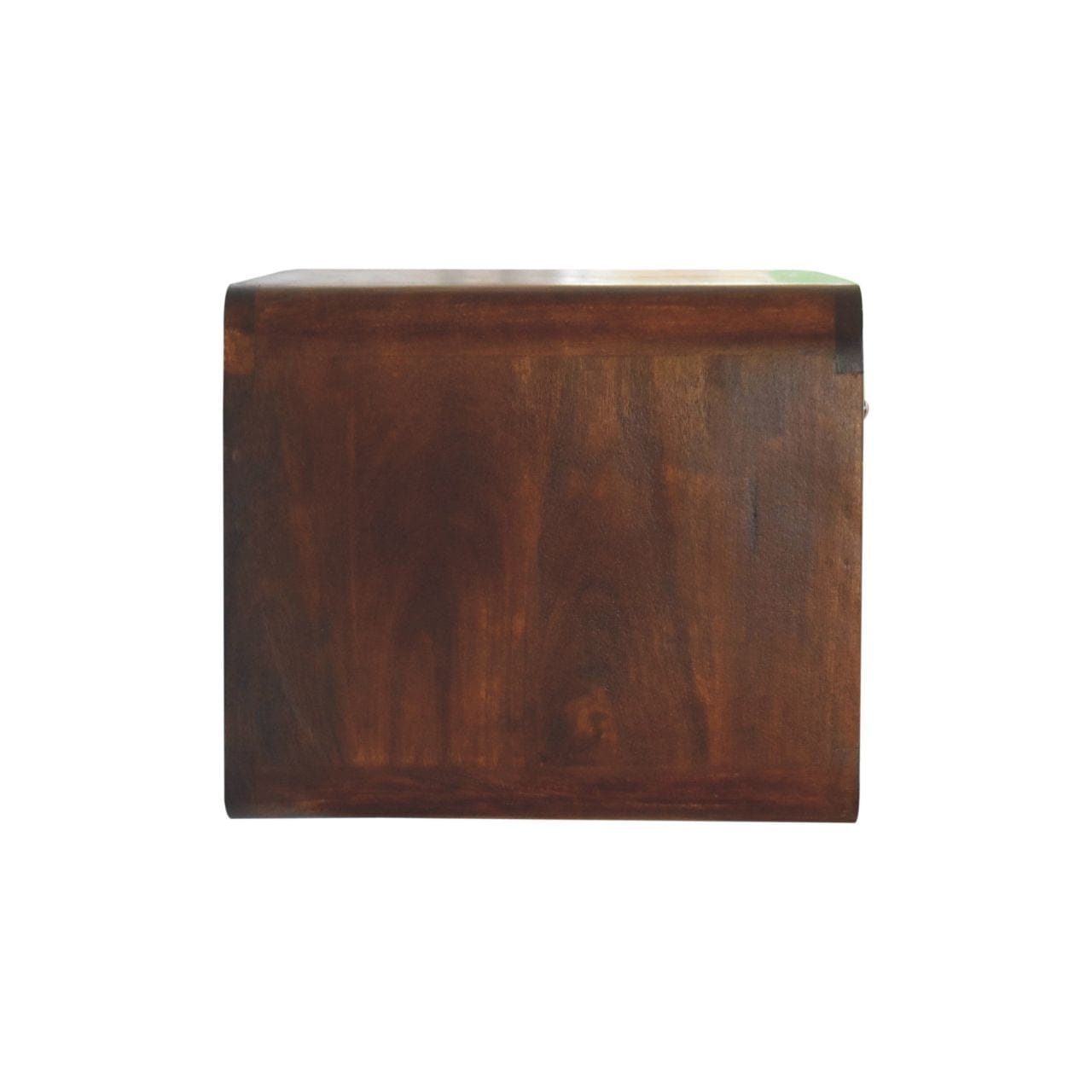 Chestnut Curve Floating Nightstand - Solid Mango Wood Bedside Table for Bedroom - product view 8 showing handcrafted...