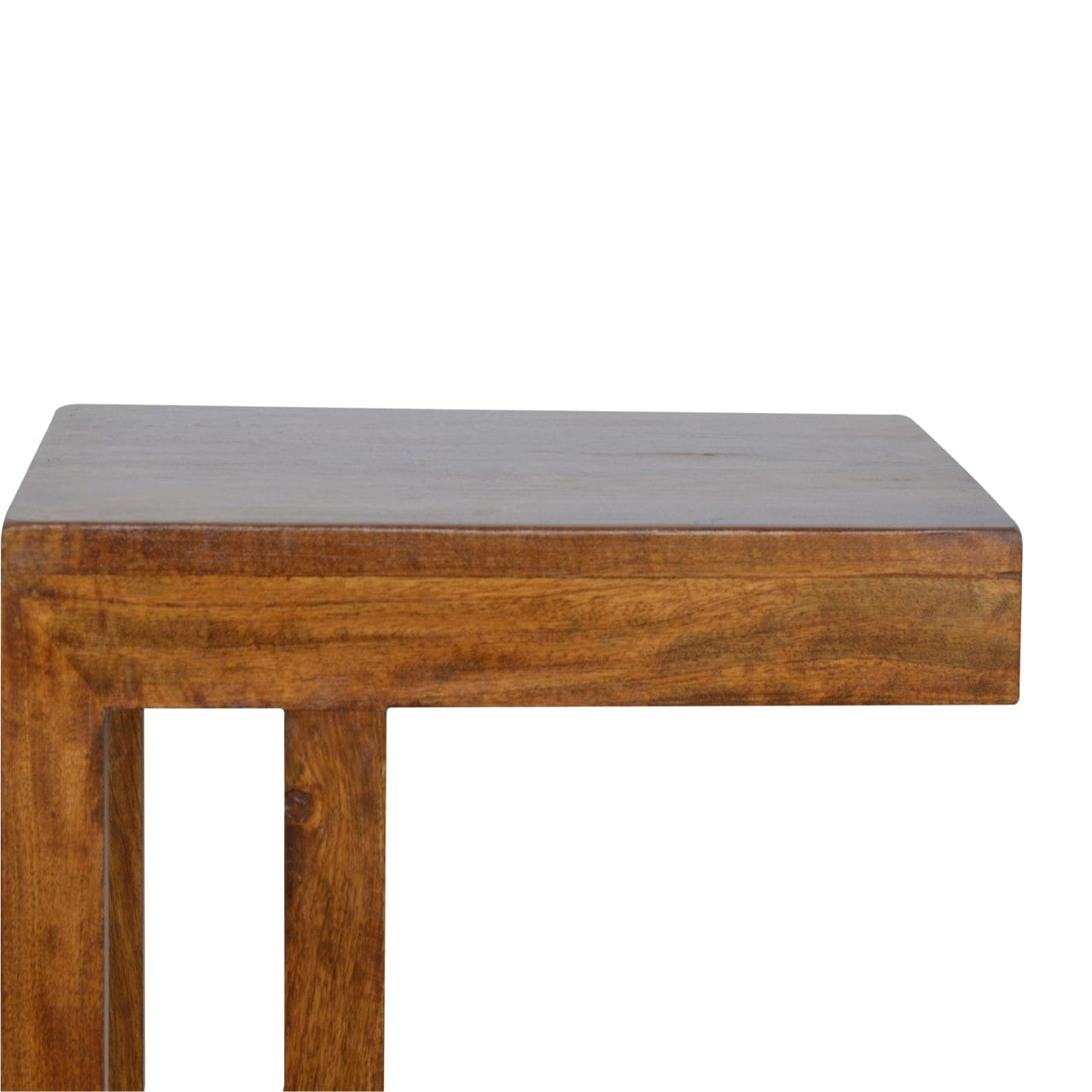 Chestnut Finish One-sided End Table - Solid Mango Wood Side Table for Living Room - product view 7 showing handcrafted...