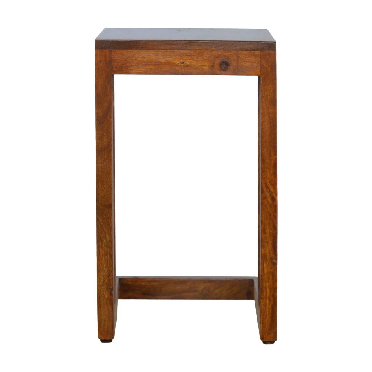 Chestnut Finish One-sided End Table - Solid Mango Wood Side Table for Living Room - product view 6 showing handcrafted...