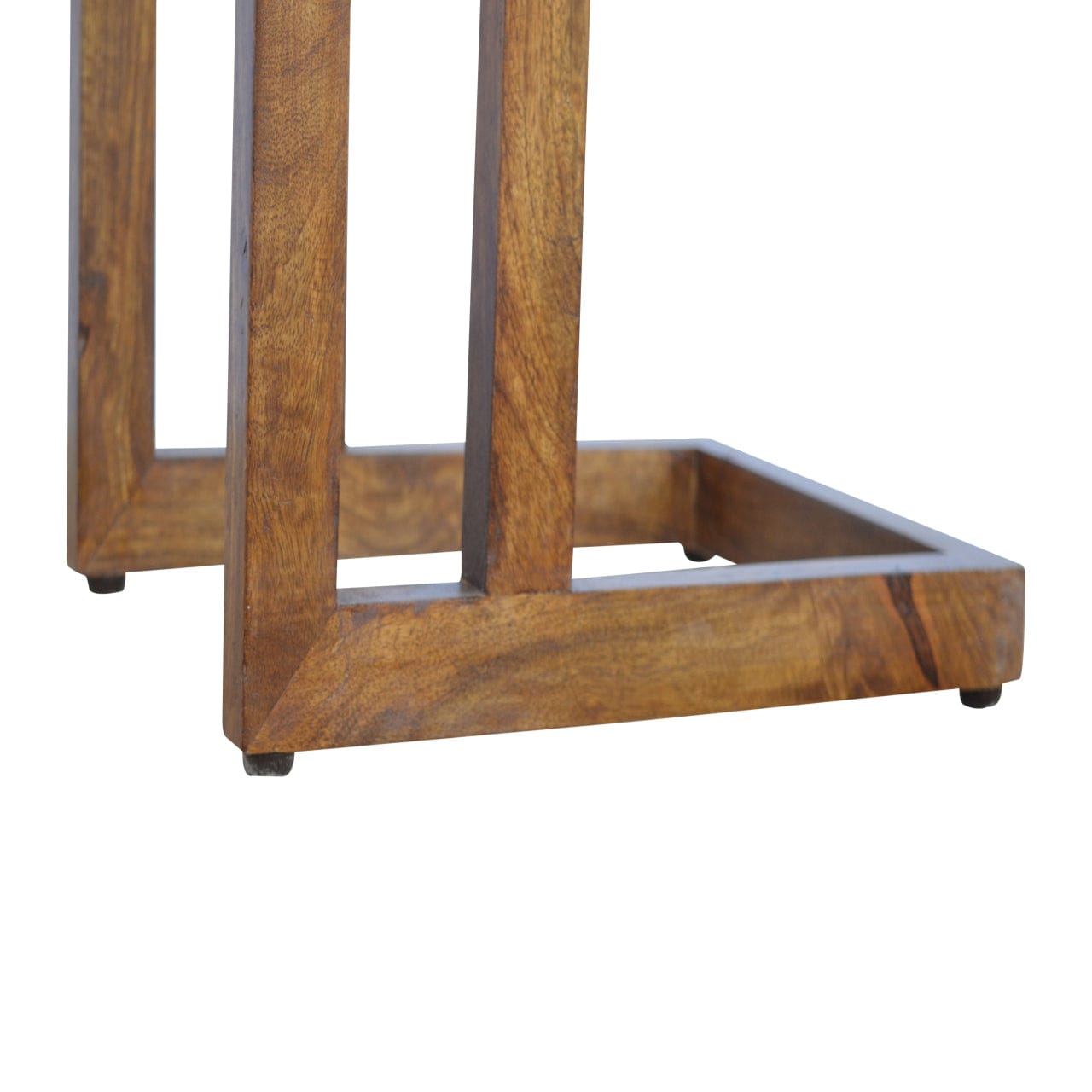 Chestnut Finish One-sided End Table - Solid Mango Wood Side Table for Living Room - product view 5 showing handcrafted...