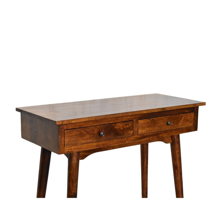 Chestnut Hallway 2 Drawer Console Table - Solid Mango Wood Hallway Console for Entryway - product view 3 showing...